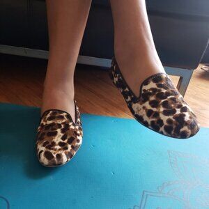 J   rew Leopard Print Womens Loafers 6 5